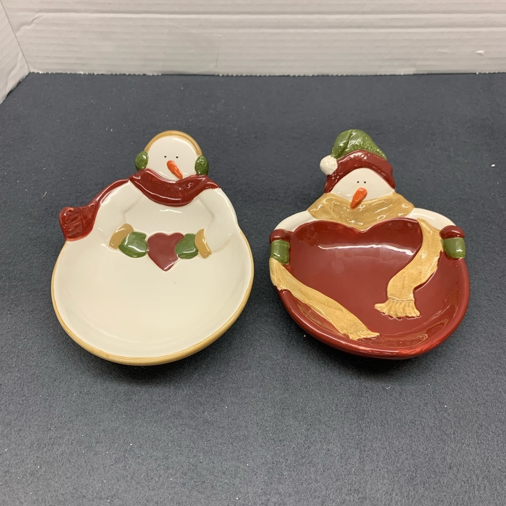 Sonoma LifeStyle Snowman Candy Dish set of 2